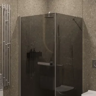 Душевой уголок на монопетле  by Deonria U-90-90-8-G-H 90x90см хром матовый/графит